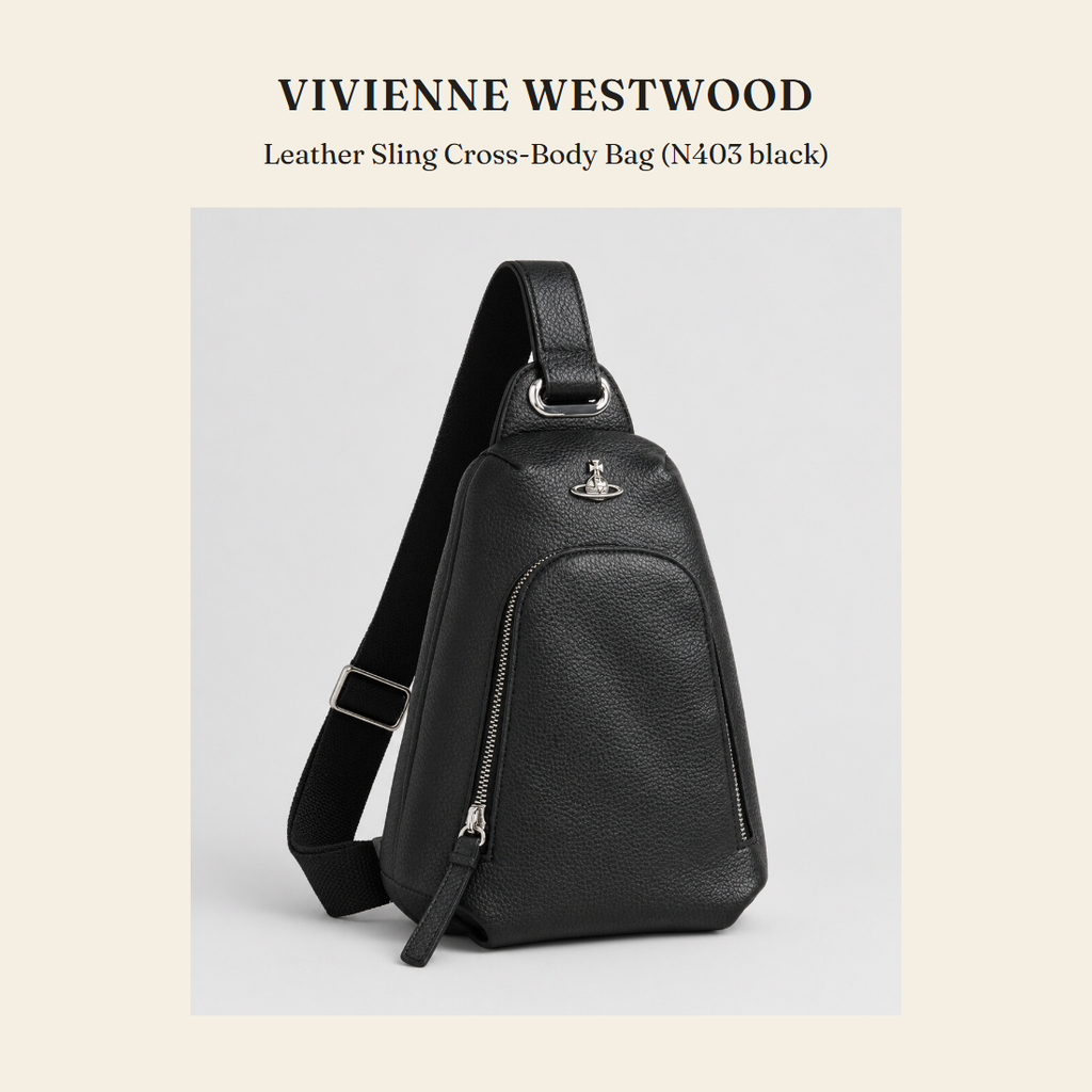 비비안 웨스트우드(Vivienne Westwood) Leather Sling Cross-Body Bag (N403 black) - 영국 정품 직수입 | Lhea UK(레아영국)