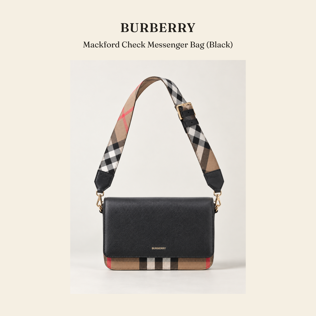 버버리(Burberry) Mackford Check Messenger Bag (Black) - 영국직구 정품 | 레아영국