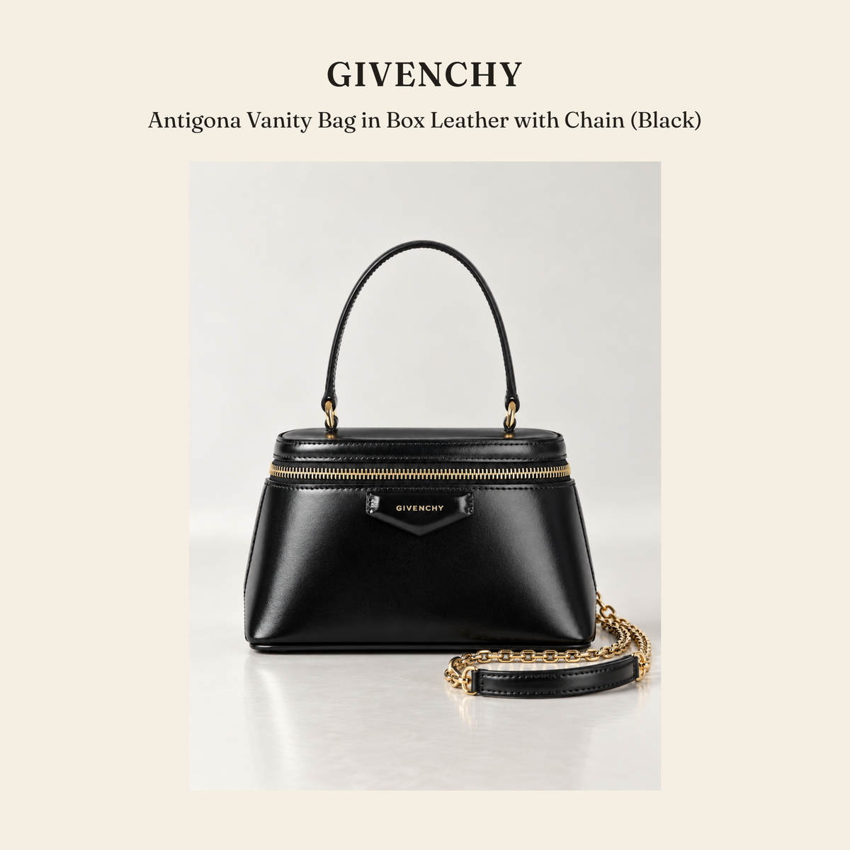 지방시(Givenchy) Antigona Vanity Bag in Box Leather with Chain (Black) - 영국직구 정품 | 레아영국