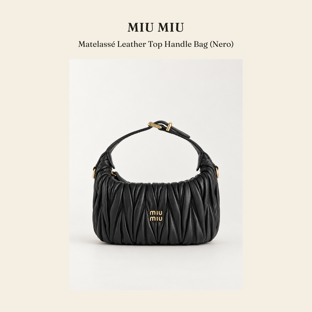 미우미우(Miu Miu) Matelassé Leather Top Handle Bag (Nero) - 영국직구 정품 | 레아영국