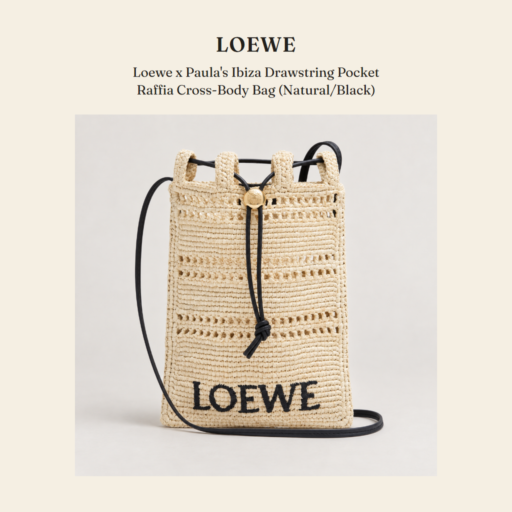 로에베(Loewe) Loewe x Paula's Ibiza Drawstring Pocket Raffia Cross-Body Bag (Natural/Black) - 영국 정품 직수입 | Lhea UK(레아영국)