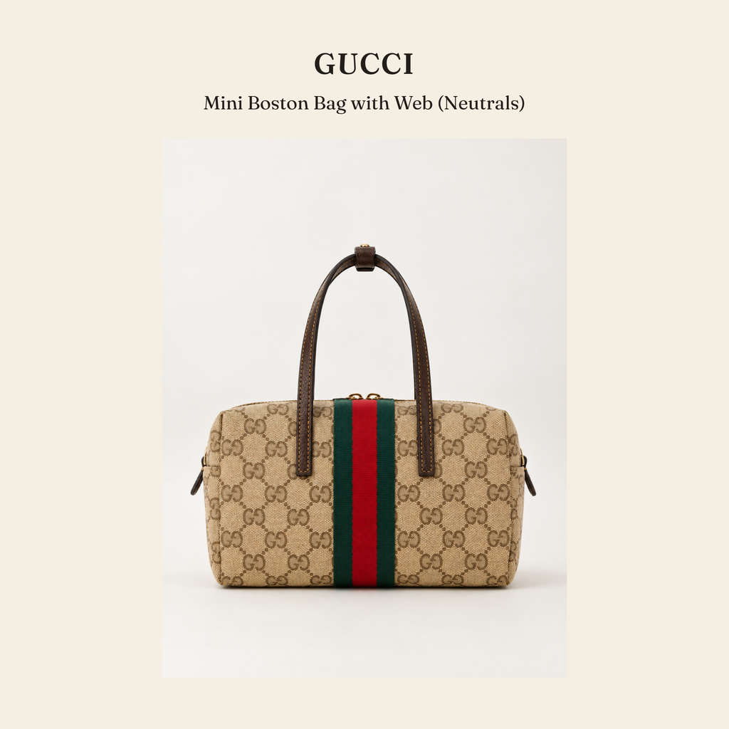 구찌(Gucci) Mini Boston Bag with Web (Neutrals) - 영국직구 정품 | 레아영국