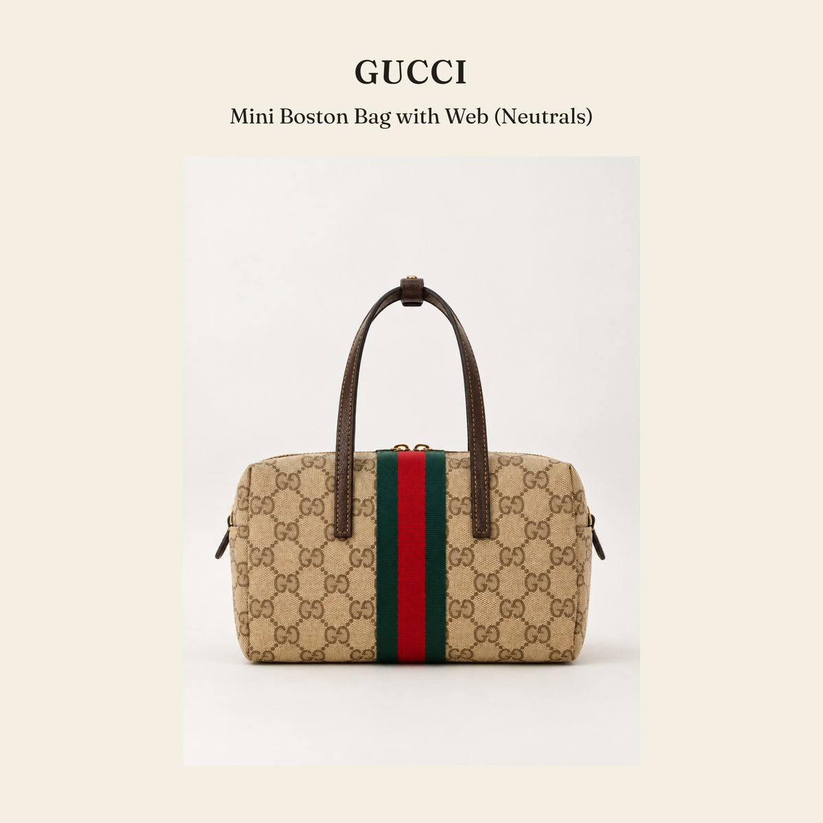 구찌(Gucci) Mini Boston Bag with Web (Neutrals) - 영국직구 정품 | 레아영국