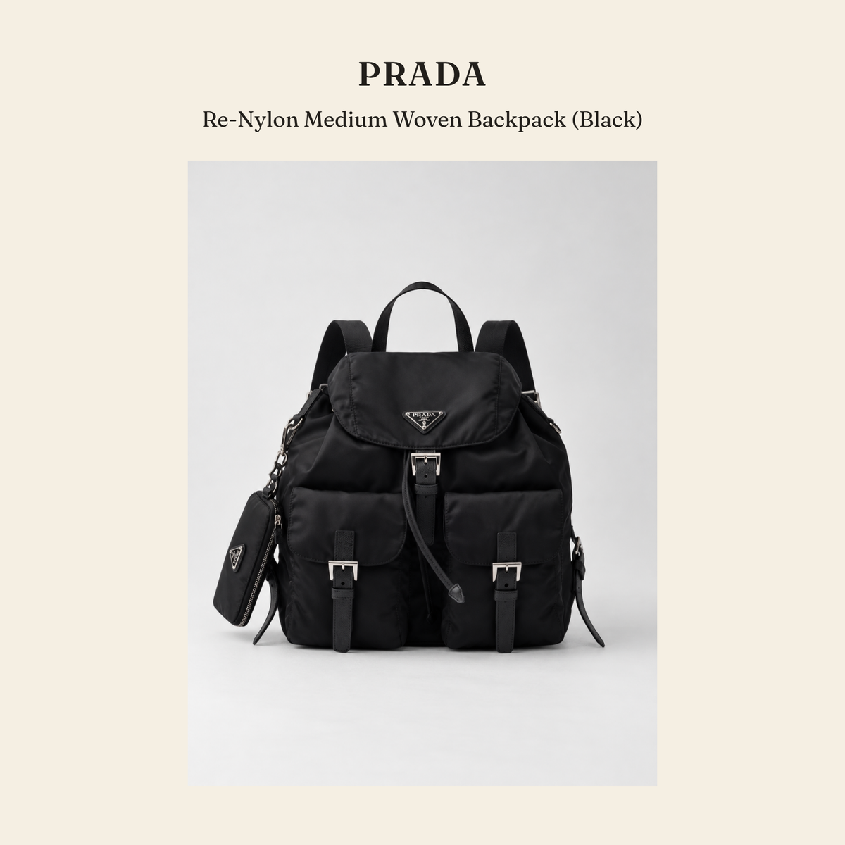 프라다(Prada) Re-Nylon Medium Woven Backpack (Black) 백팩 - 영국직구 정품 | 레아영국