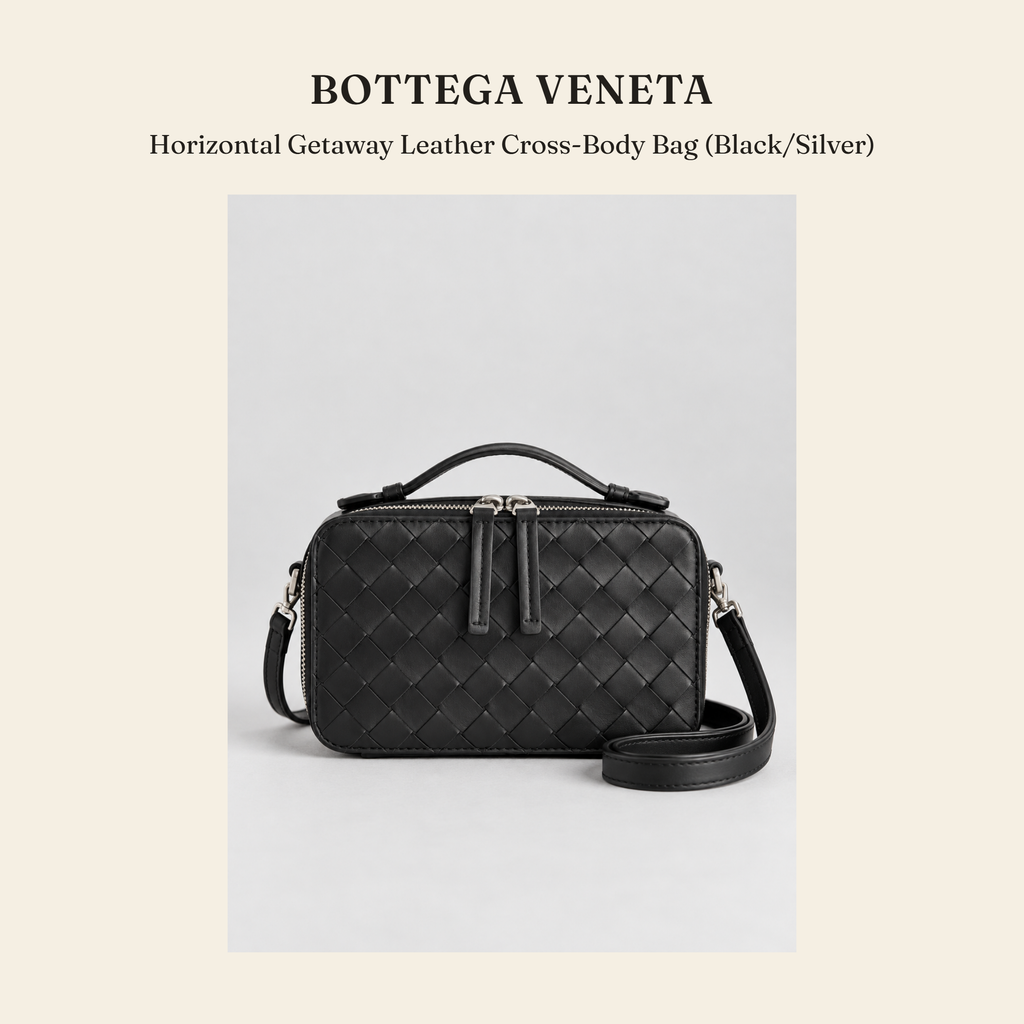 보테가 베네타(Bottega Veneta) Horizontal Getaway Leather Cross-Body Bag (Black/Silver) - 영국직구 정품 | 레아영국