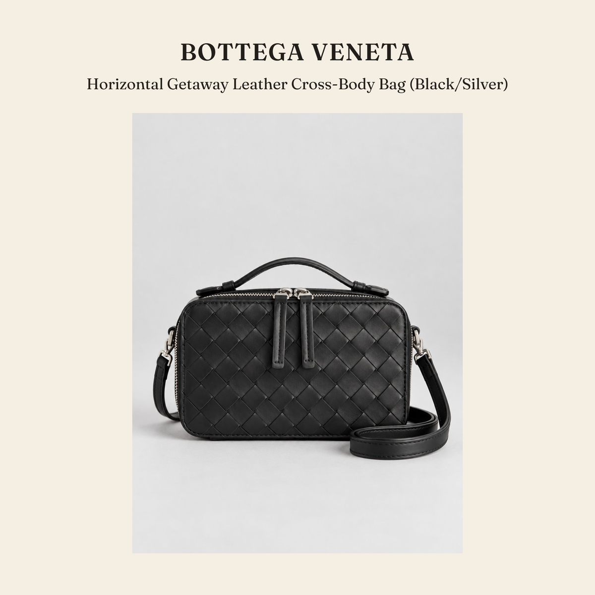 보테가 베네타(Bottega Veneta) Horizontal Getaway Leather Cross-Body Bag (Black/Silver) - 영국직구 정품 | 레아영국