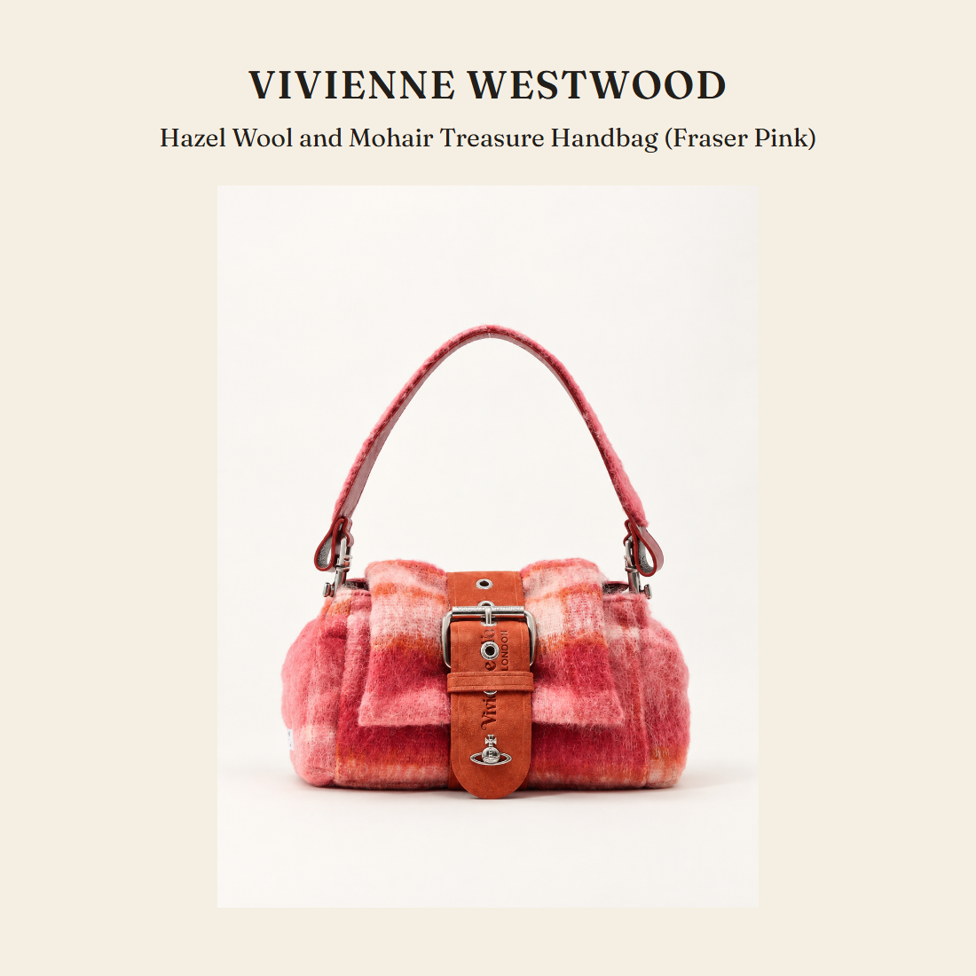 비비안 웨스트우드(Vivienne Westwood) Hazel Wool and Mohair Treasure Handbag (Fraser Pink) 숄더백 - 영국 정품 직수입 | Lhea UK(레아영국)