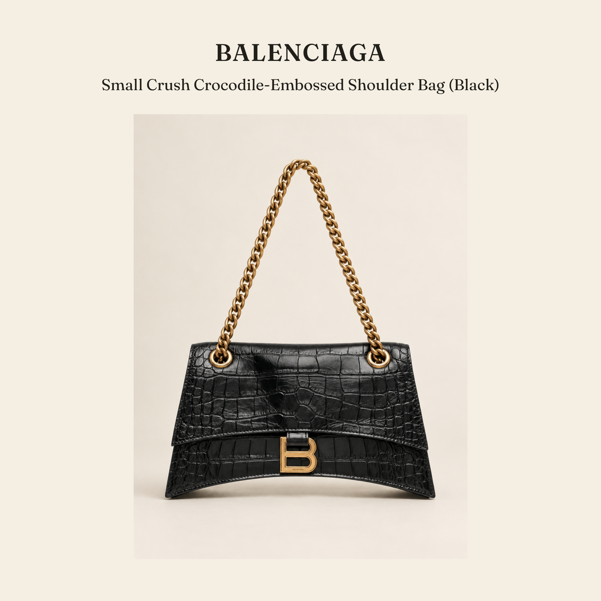 발렌시아가(Balenciaga) Small Crush Crocodile-Embossed Shoulder Bag (Black) 숄더백 - 영국직구 정품 | 레아영국