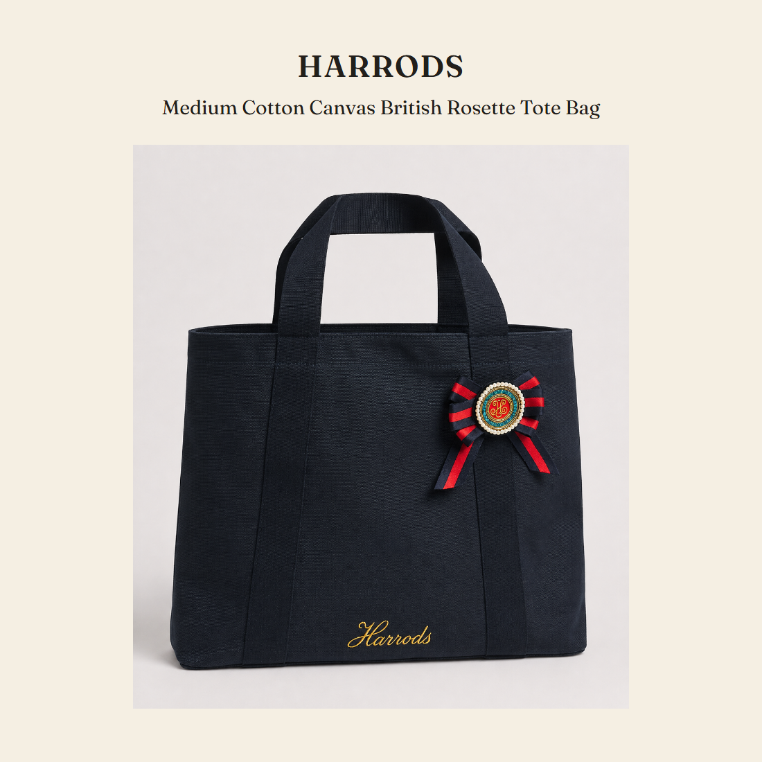 해로즈(Harrods) Medium Cotton Canvas British Rosette Tote Bag 토트백 - 영국 정품 직수입 | Lhea UK(레아영국)