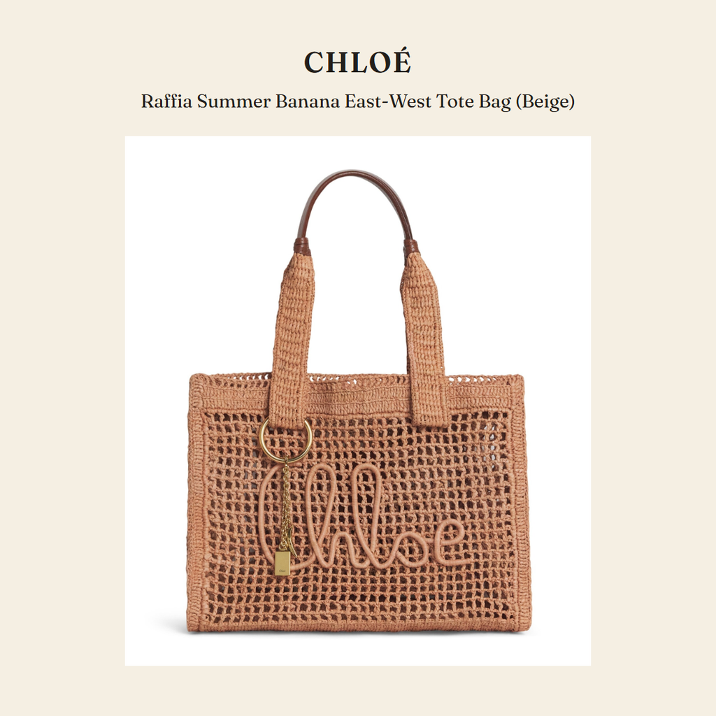 클로에(Chloé) Raffia Summer Banana East-West Tote Bag (Beige) 토트백 - 영국 정품 직수입 | Lhea UK(레아영국)