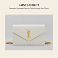 생로랑(Saint Laurent) Cassandre Envelope Chevron Chain Shoulder Bag (White) 숄더백 - 영국 정품 직수입 | Lhea UK(레아영국)