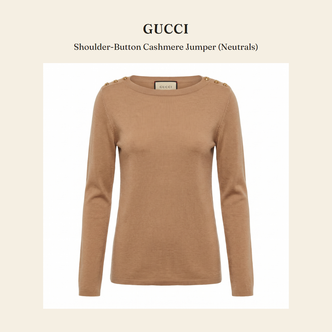 구찌(Gucci) Shoulder-Button Cashmere Jumper (Neutrals) 니트웨어 - 영국 정품 직수입 | Lhea UK(레아영국)