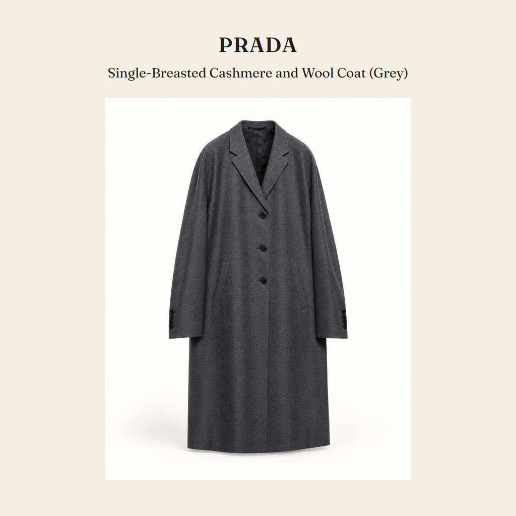 프라다(Prada) Single-Breasted Cashmere and Wool Coat (Grey) - 영국 정품 직수입 | Lhea UK(레아영국)