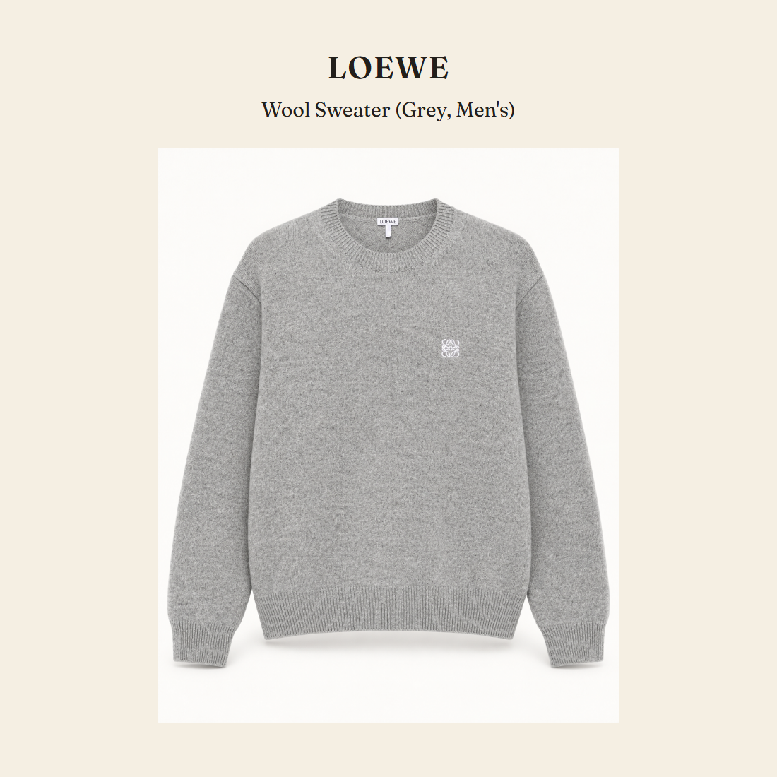 로에베(Loewe) Wool Sweater (Grey, Men's) - 영국 정품 직수입 | Lhea UK(레아영국)