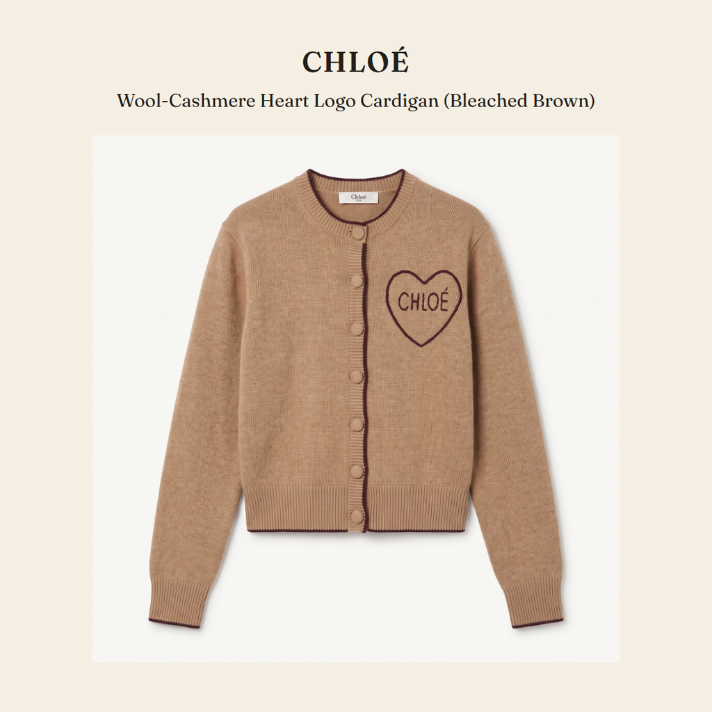 클로에(Chloé) Wool-Cashmere Heart Logo Cardigan (Bleached Brown) 니트웨어 - 영국 정품 직수입 | Lhea UK(레아영국)
