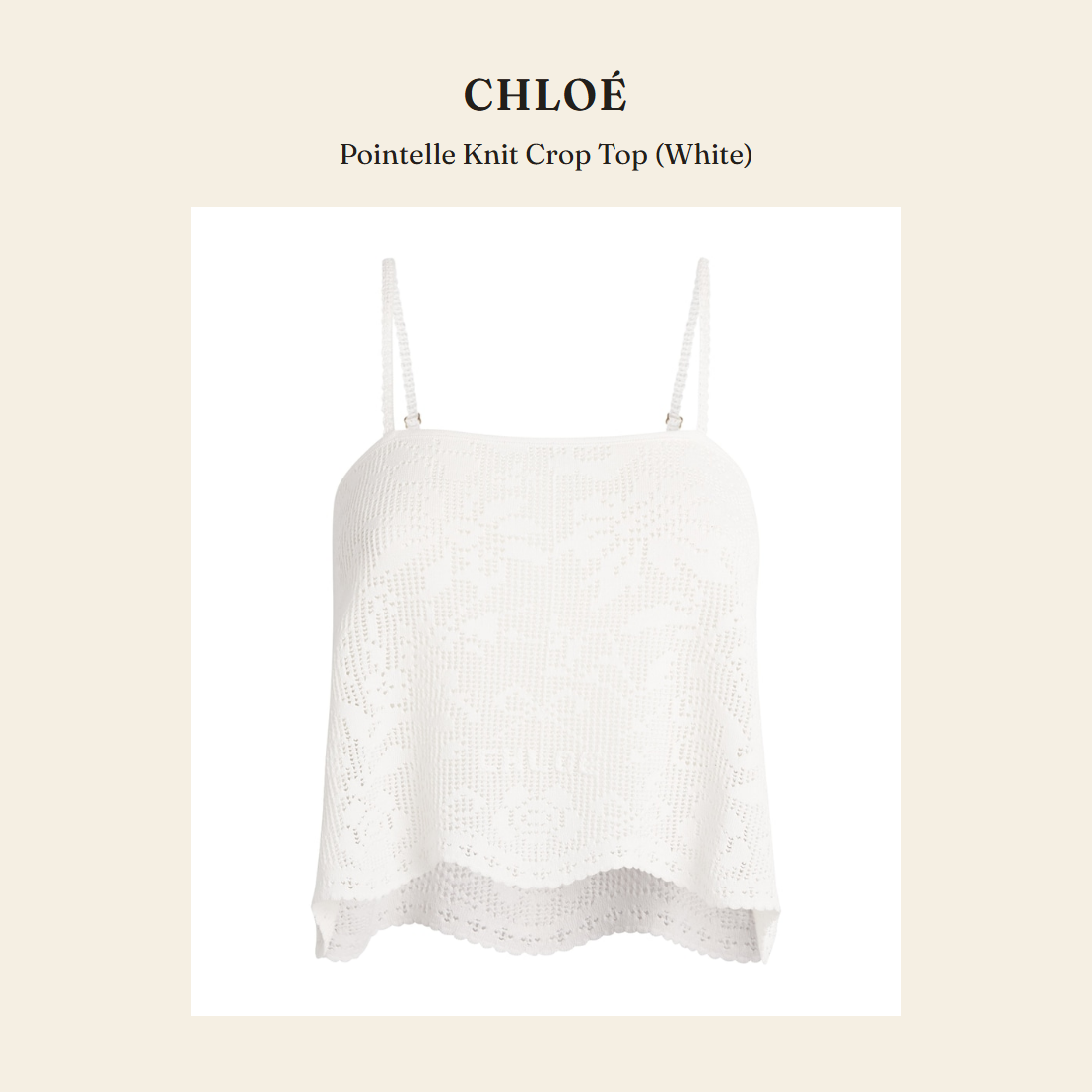 클로에(Chloé) Pointelle Knit Crop Top (White) - 영국 정품 직수입 | Lhea UK(레아영국)