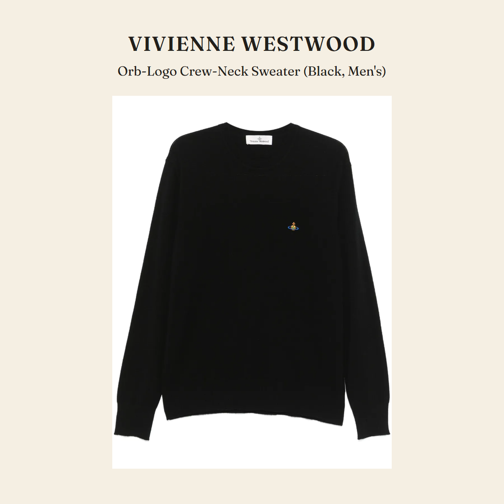 비비안 웨스트우드(Vivienne Westwood) Orb-Logo Crew-Neck Sweater (Black, Men's) 니트웨어 - 영국 정품 직수입 | Lhea UK(레아영국)