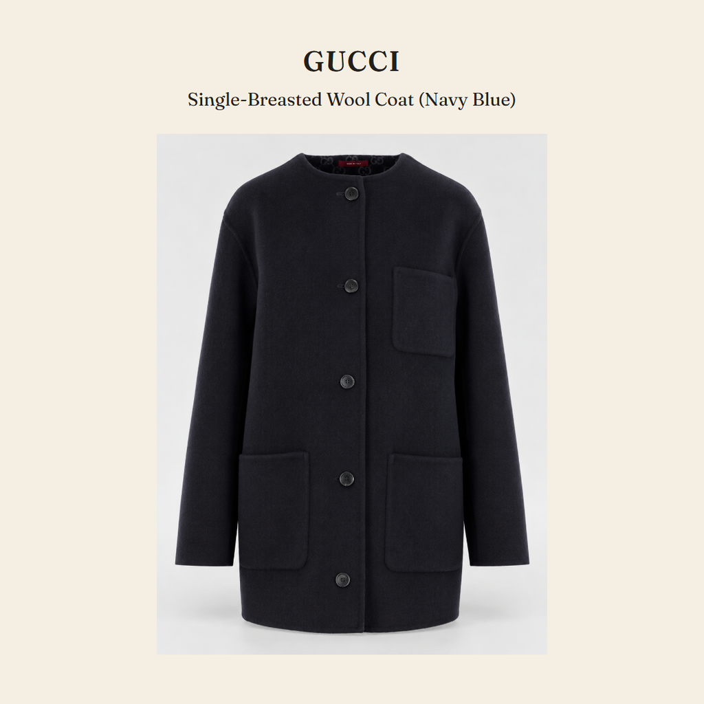 구찌(Gucci) Single-Breasted Wool Coat (Navy Blue) - 영국 정품 직수입 | Lhea UK(레아영국)