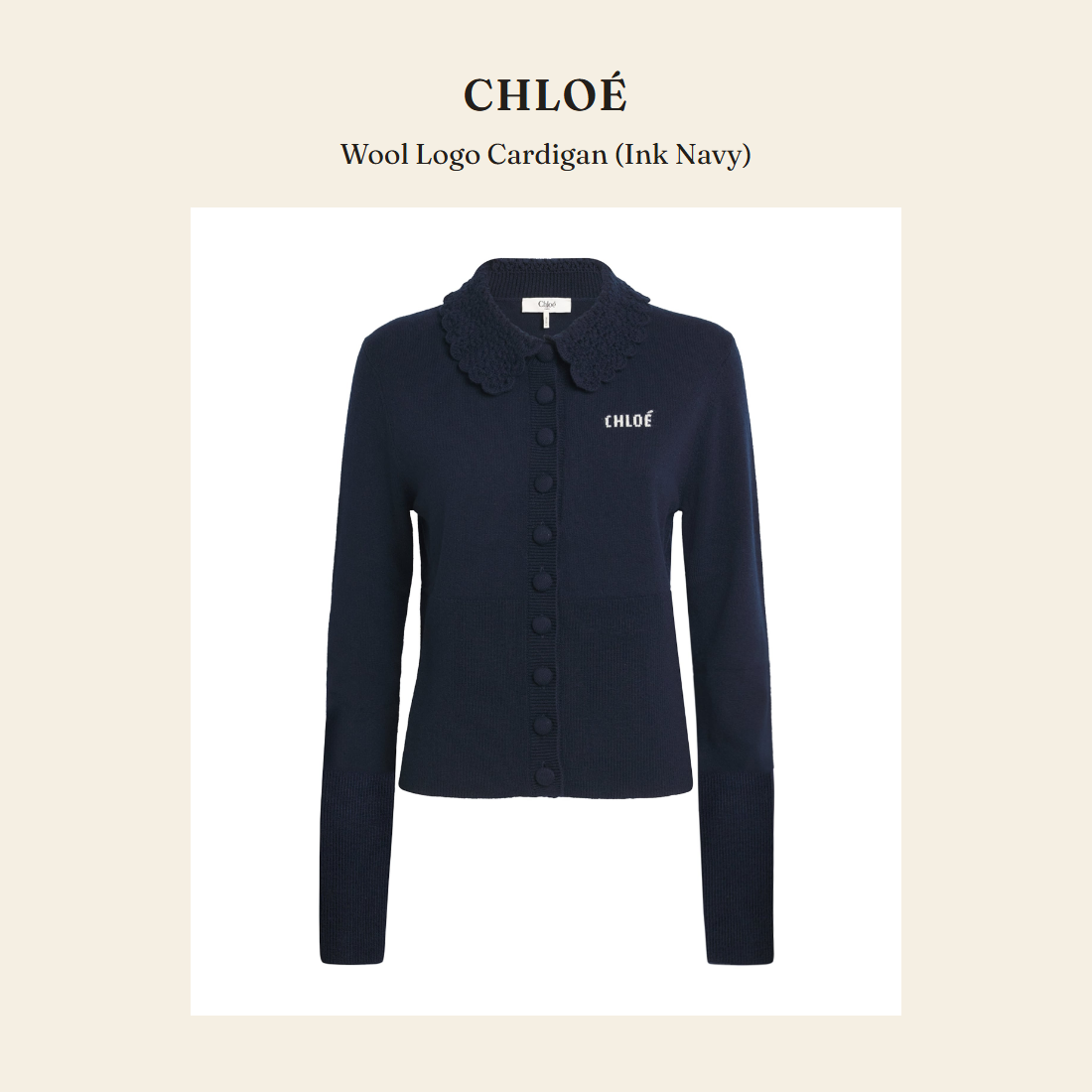클로에(Chloé) Wool Logo Cardigan (Ink Navy) 니트웨어 - 영국 정품 직수입 | Lhea UK(레아영국)