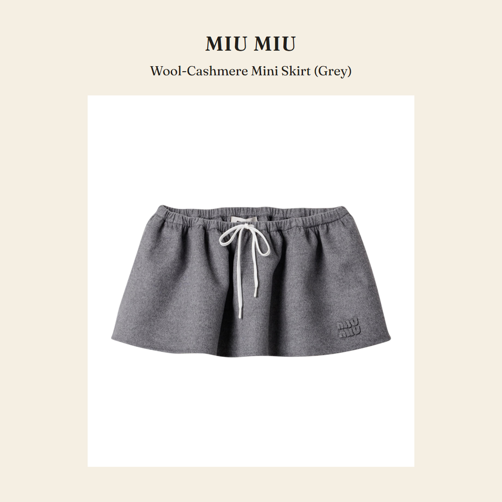 미우미우(Miu Miu) Wool-Cashmere Mini Skirt (Grey) - 영국 정품 직수입 | Lhea UK(레아영국)