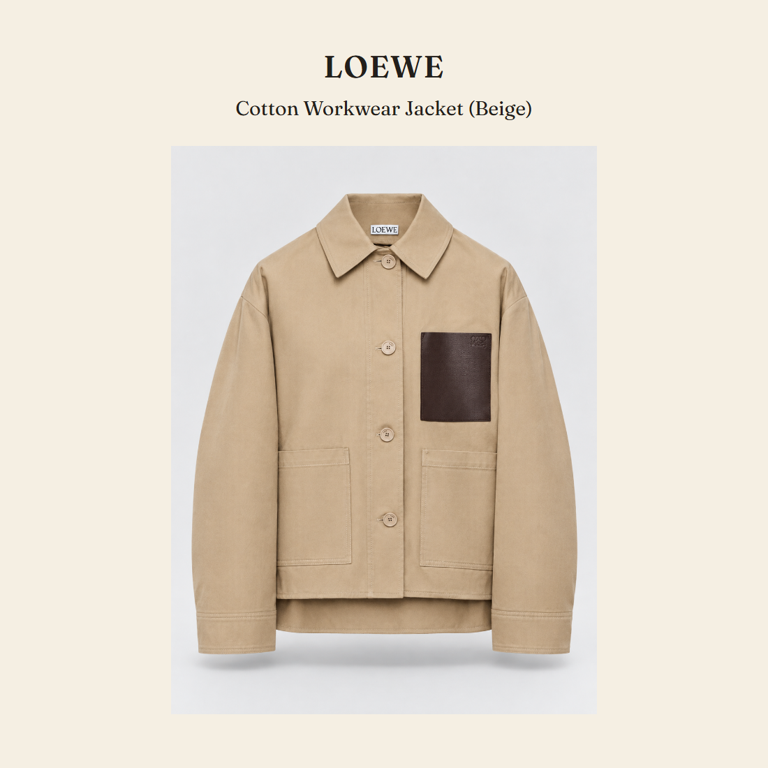 로에베(Loewe) Cotton Workwear Jacket (Beige) - 영국 정품 직수입 | Lhea UK(레아영국)