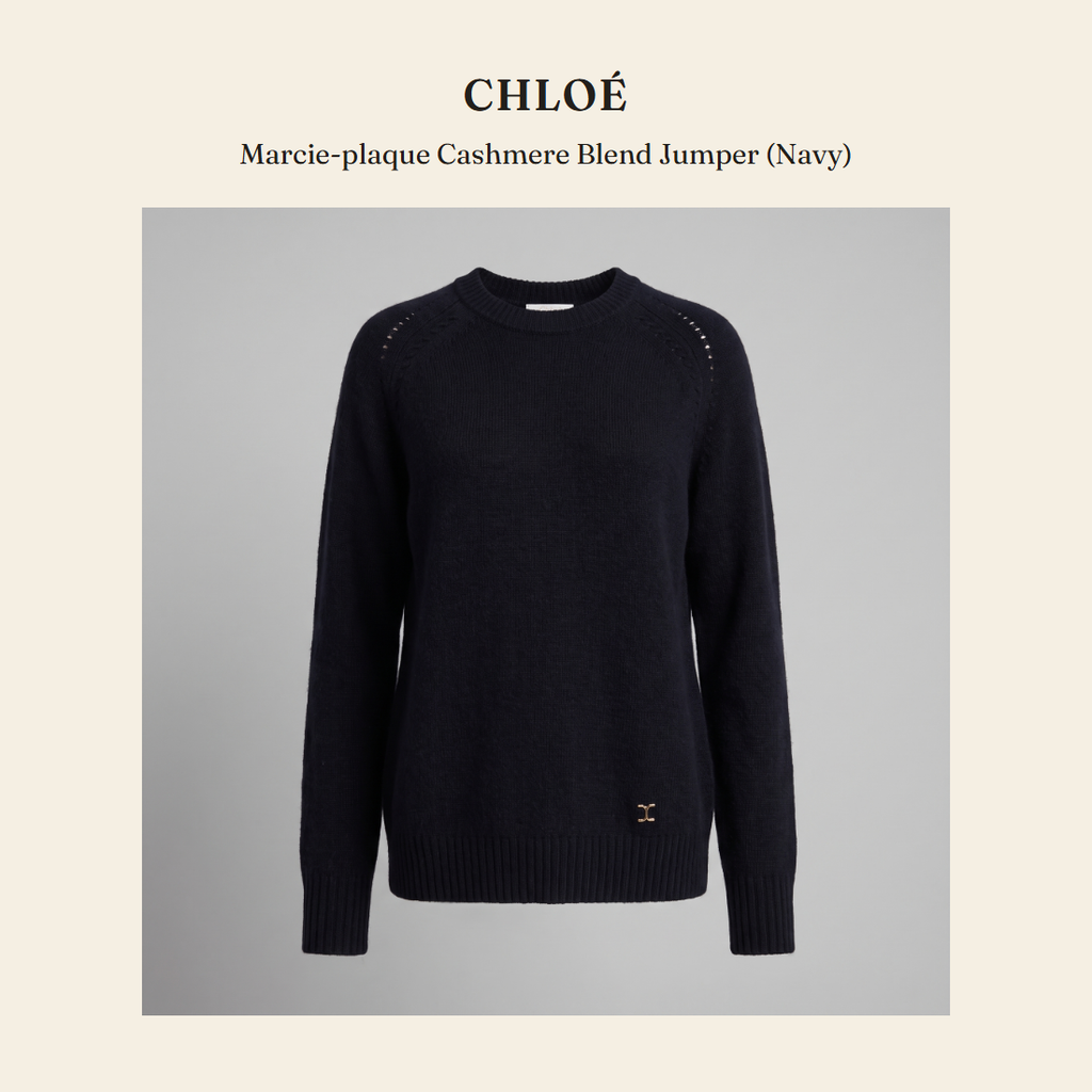클로에(Chloé) Marcie-plaque Cashmere Blend Jumper (Navy) 니트웨어 - 영국 정품 직수입 | Lhea UK(레아영국)