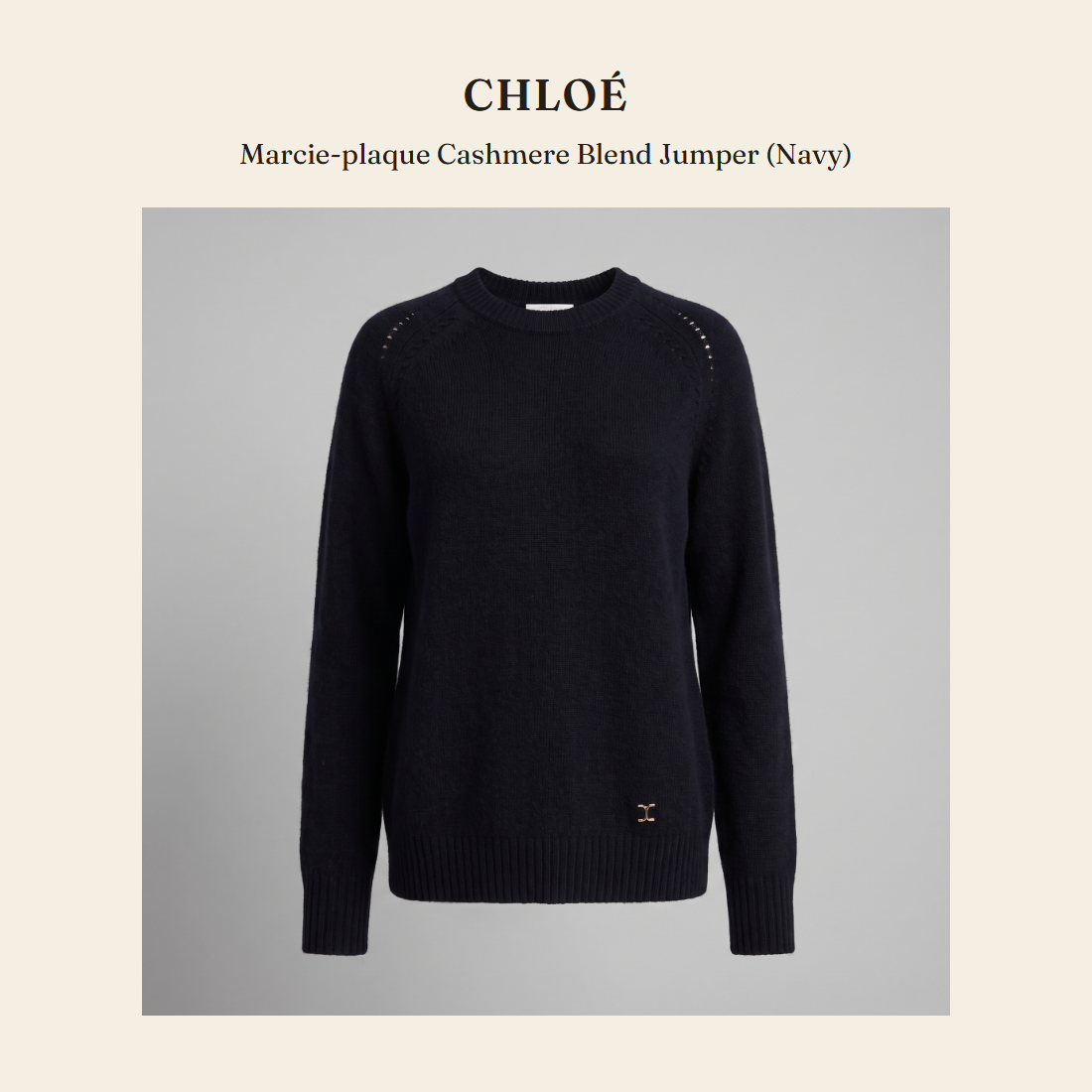 클로에(Chloé) Marcie-plaque Cashmere Blend Jumper (Navy) 니트웨어 - 영국 정품 직수입 | Lhea UK(레아영국)