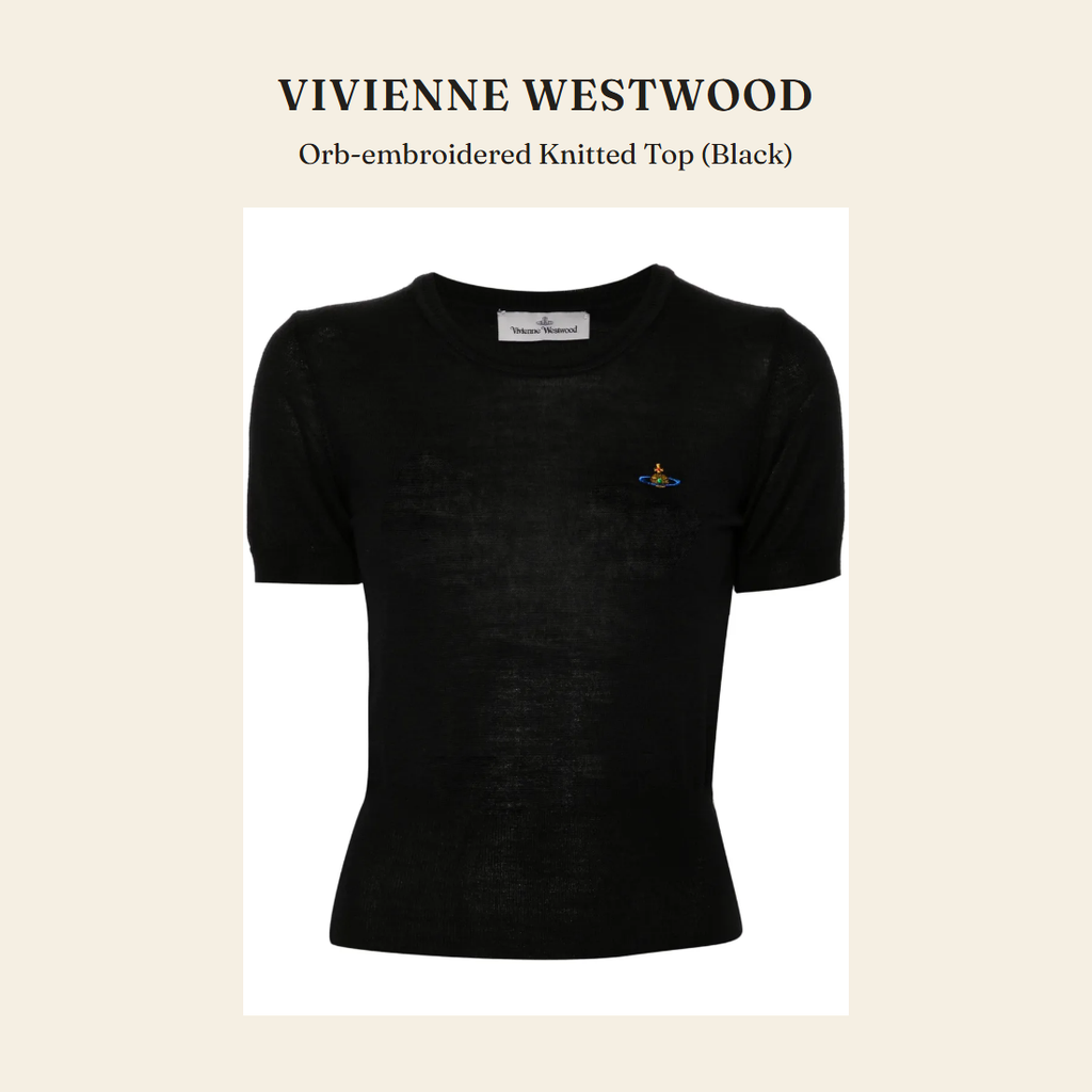 비비안 웨스트우드(Vivienne Westwood) Orb-embroidered Knitted Top (Black) - 영국 정품 직수입 | Lhea UK(레아영국)