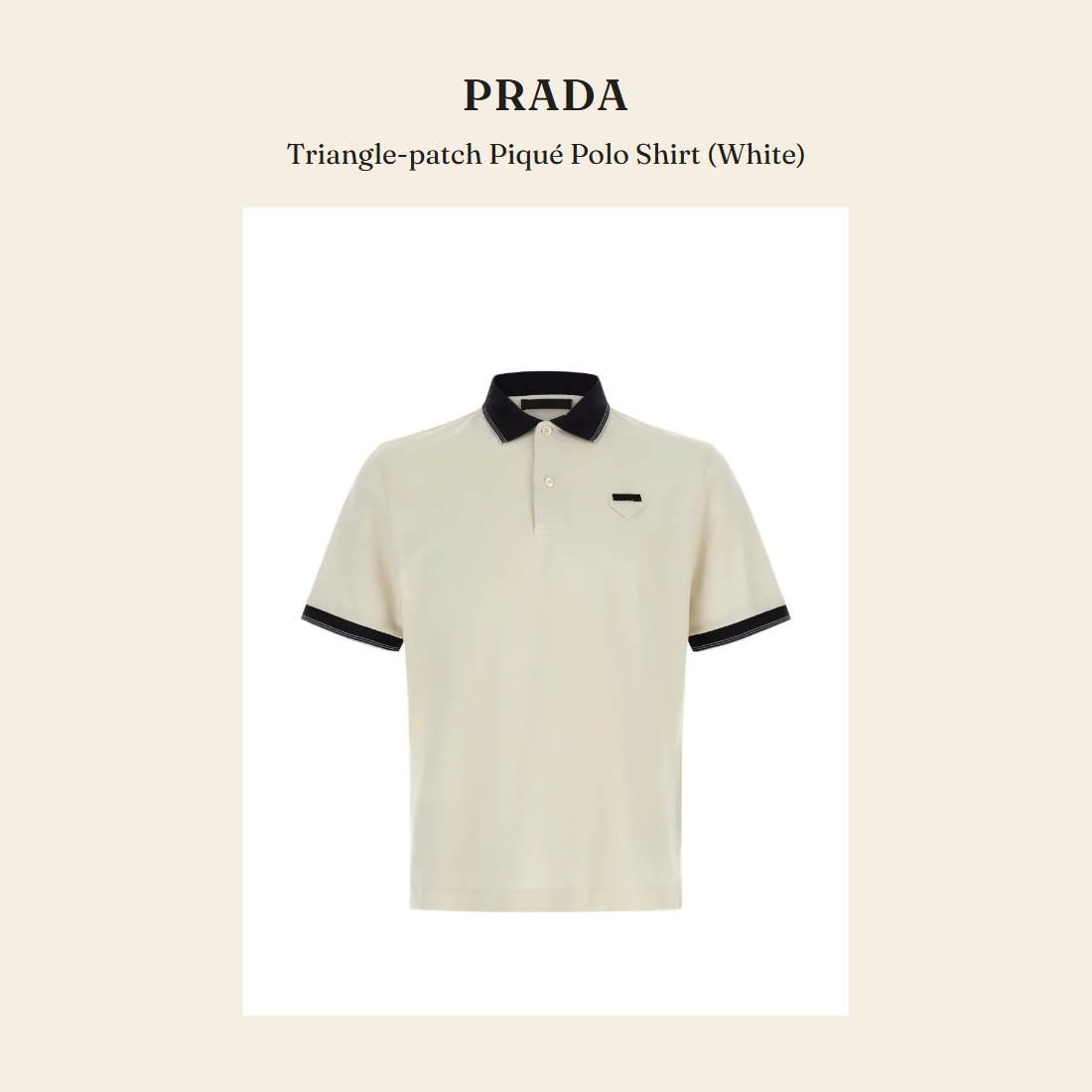 프라다(Prada) Triangle-patch Piqué Polo Shirt (White) 남성 셔츠 - 영국 정품 직수입 | Lhea UK(레아영국)