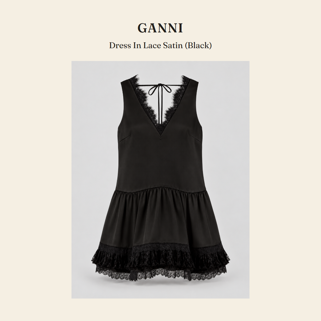 가니(GANNI) Dress In Lace Satin (Black) 원피스 - 영국 정품 직수입 | Lhea UK(레아영국)