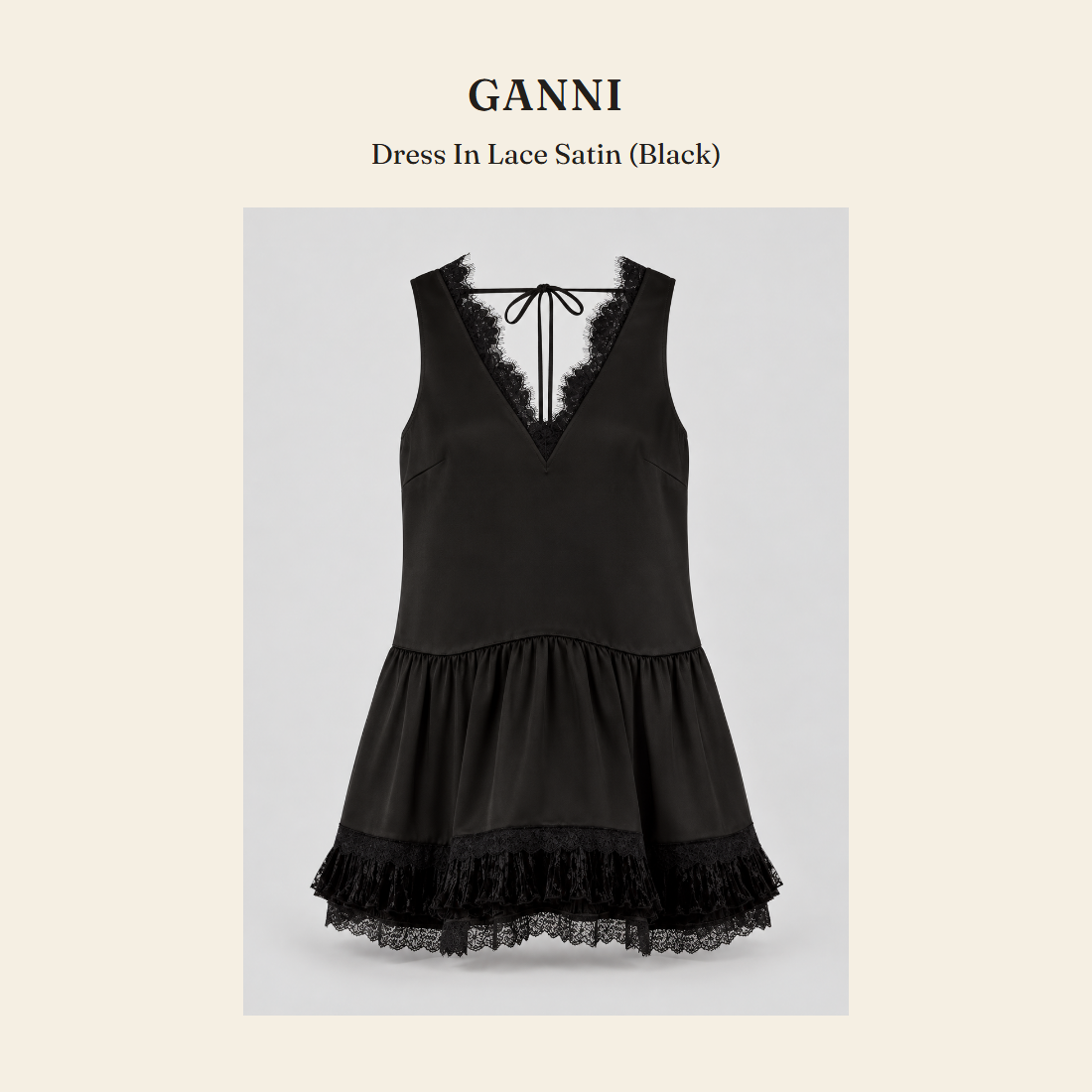 가니(GANNI) Dress In Lace Satin (Black) 원피스 - 영국 정품 직수입 | Lhea UK(레아영국)