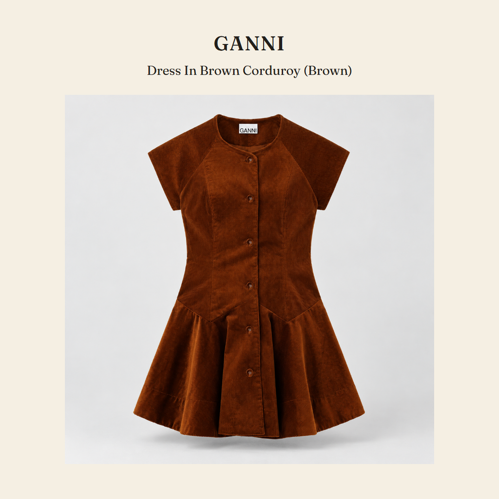 가니(GANNI) Dress In Brown Corduroy (Brown) 원피스 - 영국 정품 직수입 | Lhea UK(레아영국)