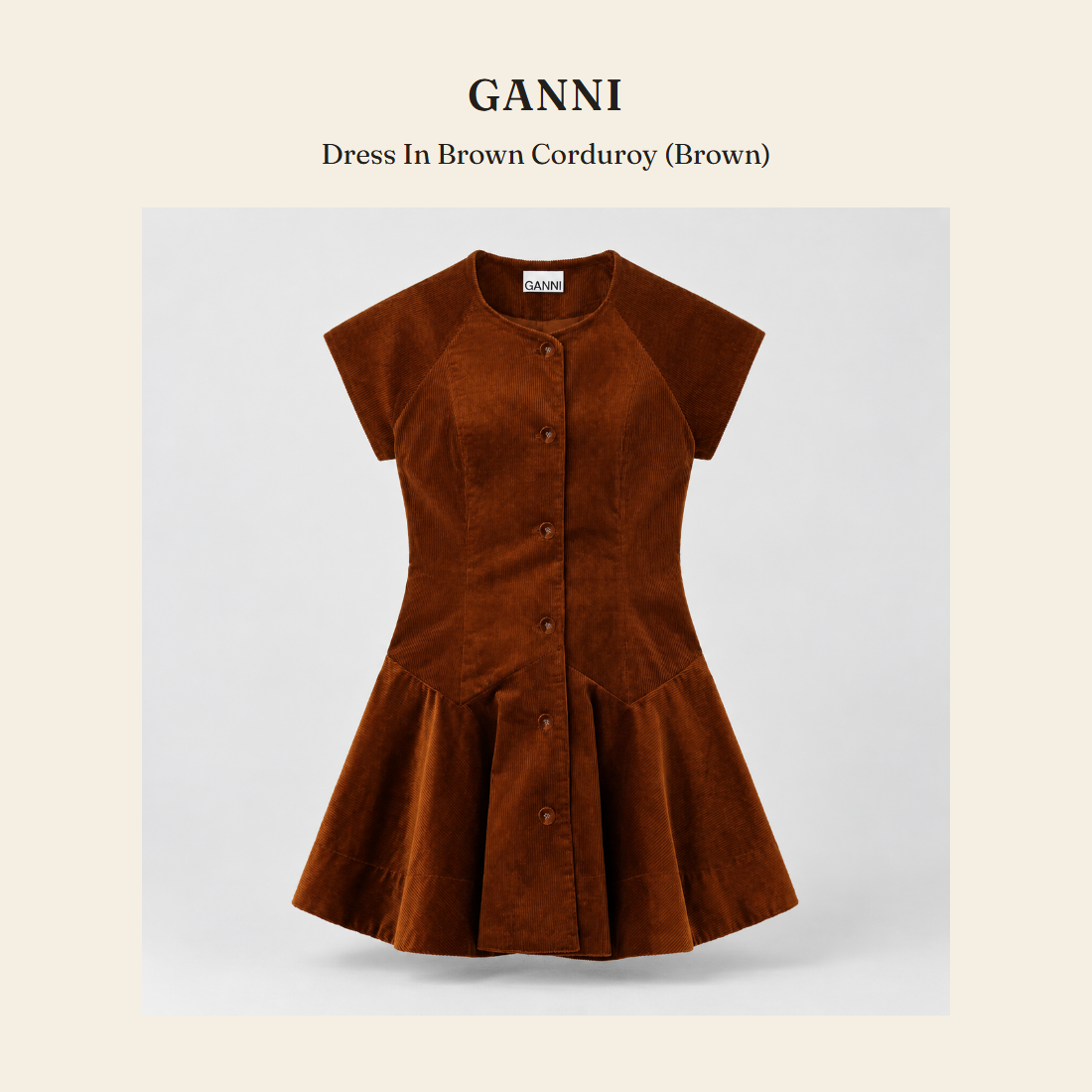가니(GANNI) Dress In Brown Corduroy (Brown) 원피스 - 영국 정품 직수입 | Lhea UK(레아영국)