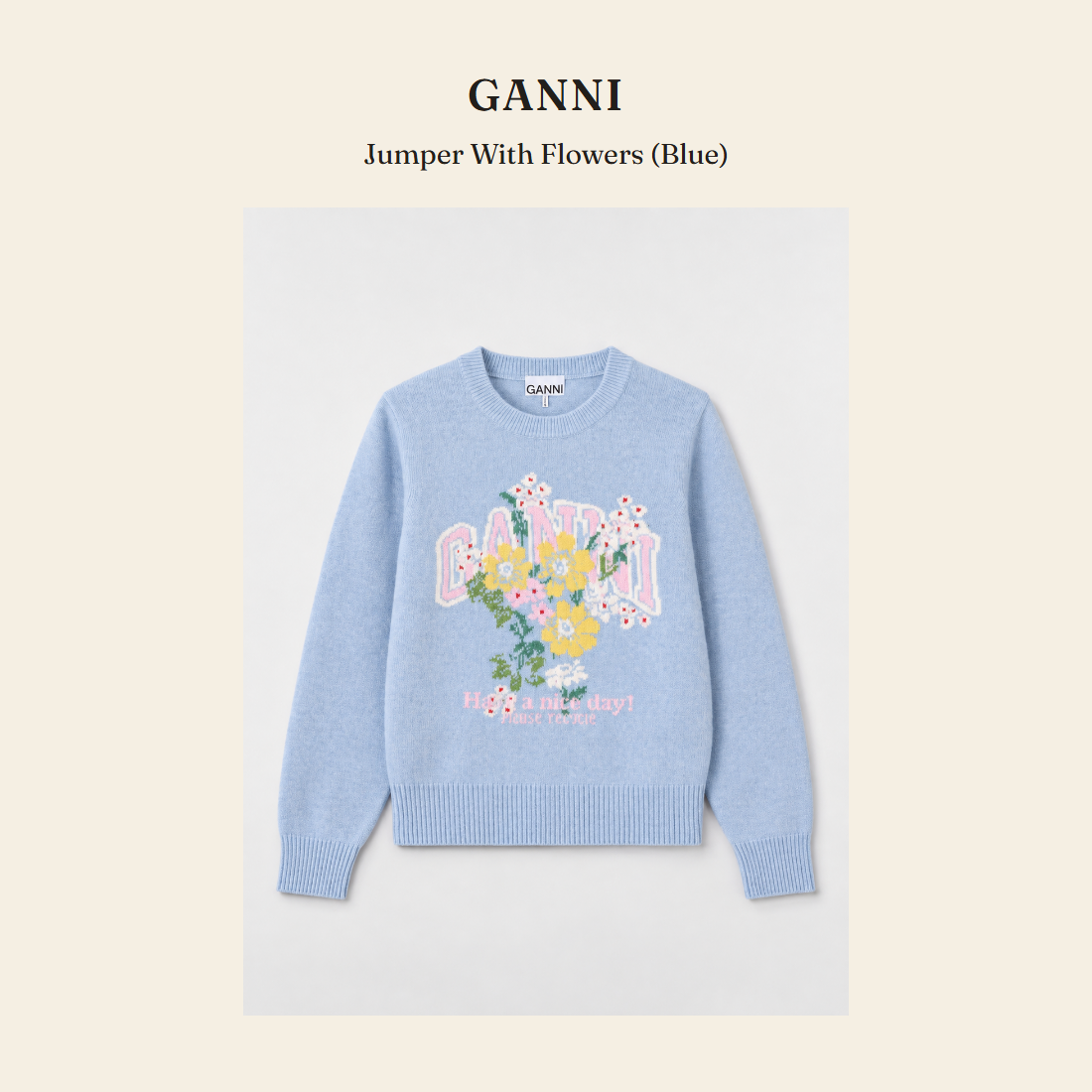 가니(GANNI) Jumper With Flowers (Blue) 니트웨어 - 영국 정품 직수입 | Lhea UK(레아영국)
