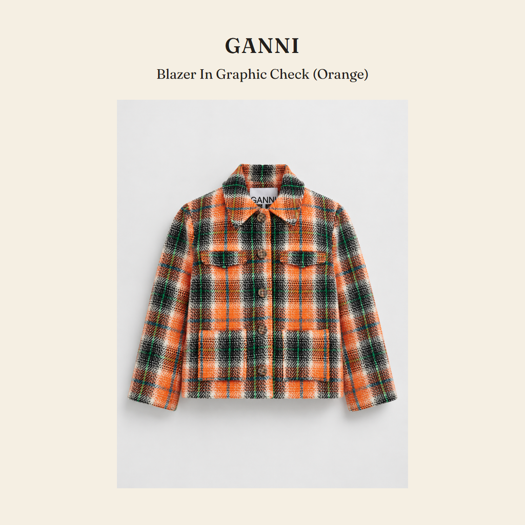 가니(GANNI) Blazer In Graphic Check (Orange) - 영국 정품 직수입 | Lhea UK(레아영국)