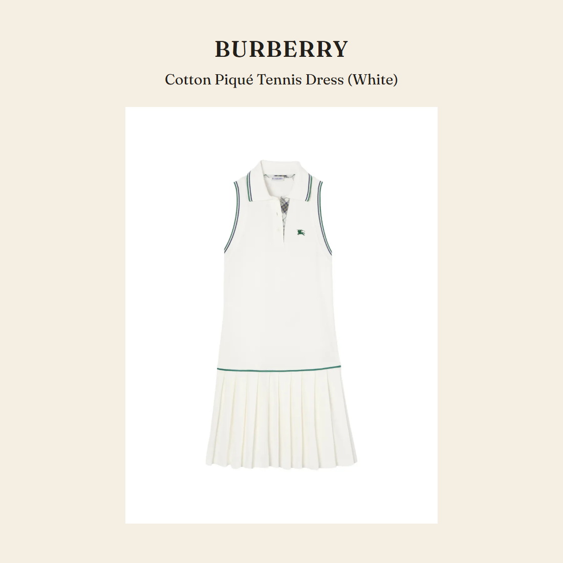 버버리(Burberry) Cotton Piqué Tennis Dress (White) 원피스 - 영국 정품 직수입 | Lhea UK(레아영국)