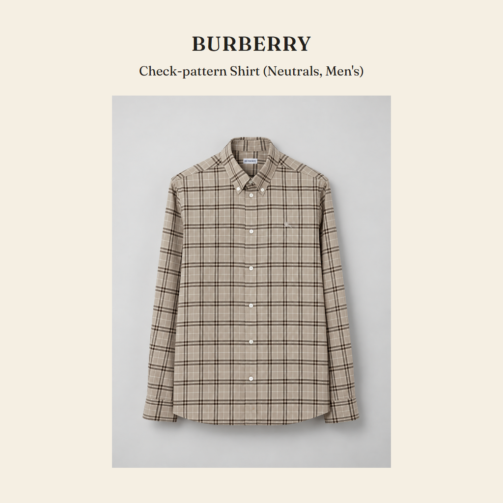 버버리(Burberry) Check-pattern Shirt (Neutrals, Men's) 셔츠 - 영국 정품 직수입 | Lhea UK(레아영국)