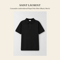 생로랑(Saint Laurent) Cassandre-embroidered Piqué Polo Shirt (Black, Men's) 폴로 셔츠 - 영국 정품 직수입 | Lhea UK(레아영국)