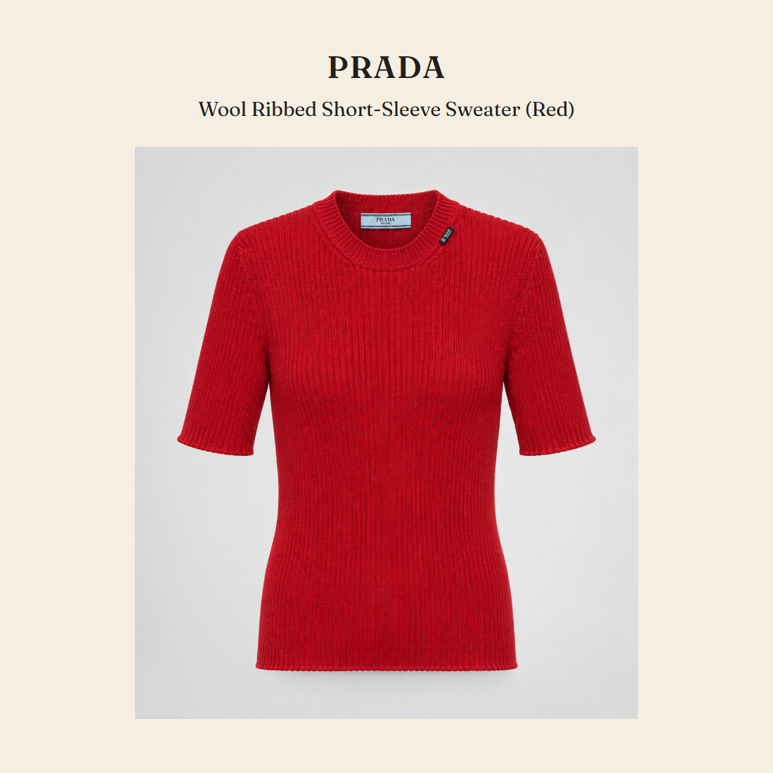 프라다(Prada) Wool Ribbed Short-Sleeve Sweater (Red) 니트웨어 - 영국 정품 직수입 | Lhea UK(레아영국)