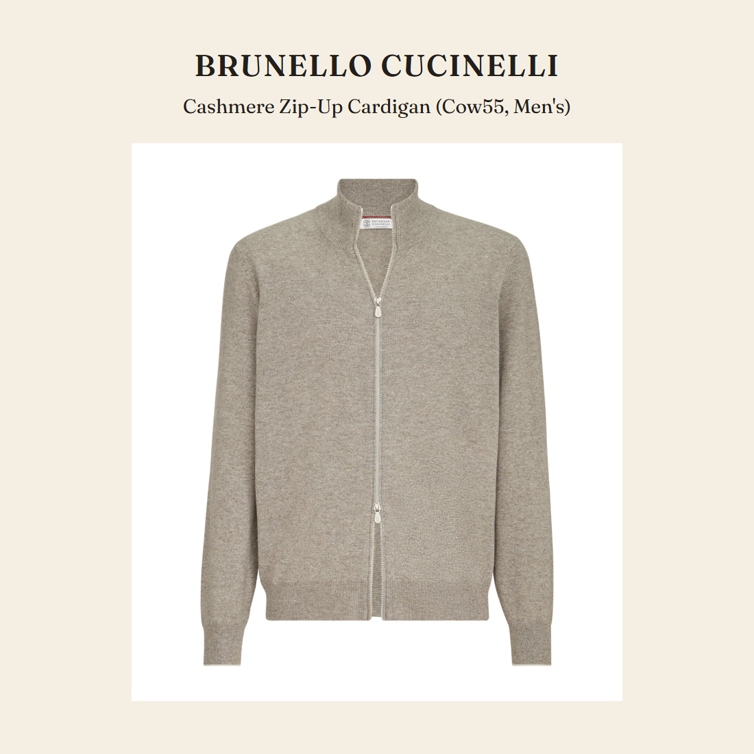 브루넬로 쿠치넬리(Brunello Cucinelli) Cashmere Zip-Up Cardigan (Cow55, Men's) - 영국 정품 직수입 | Lhea UK(레아영국)