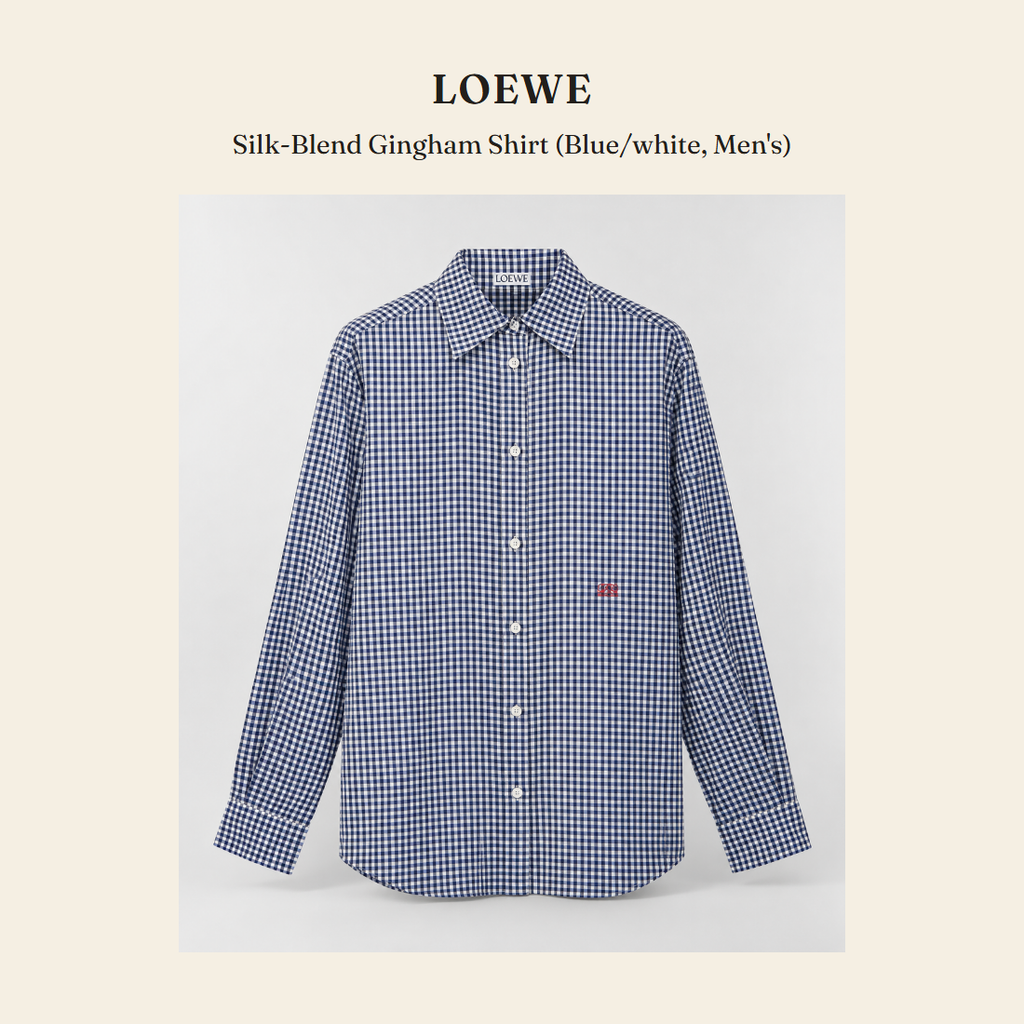 로에베(Loewe) Silk-Blend Gingham Shirt (Blue/white, Men's) 셔츠 - 영국 정품 직수입 | Lhea UK(레아영국)