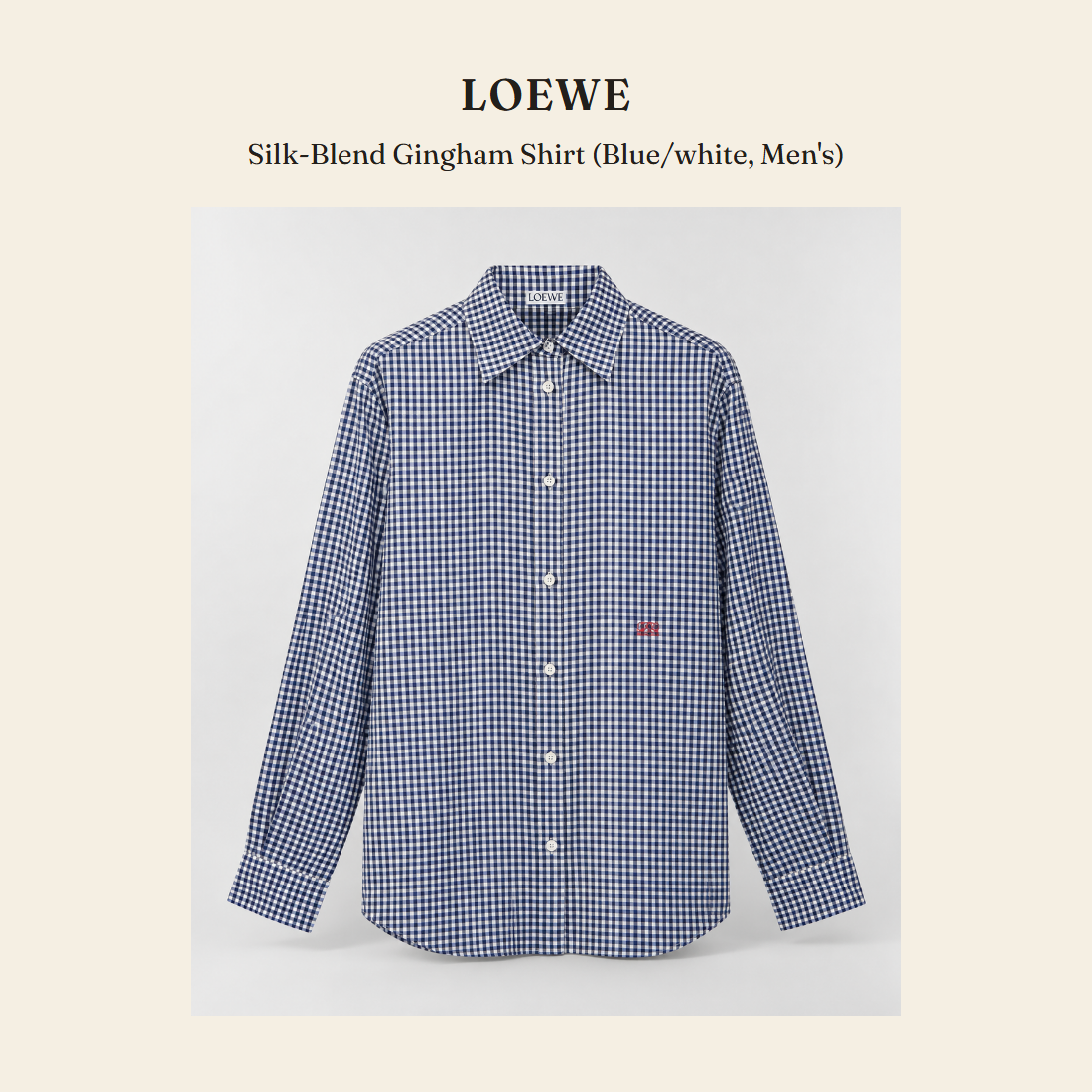 로에베(Loewe) Silk-Blend Gingham Shirt (Blue/white, Men's) 셔츠 - 영국 정품 직수입 | Lhea UK(레아영국)