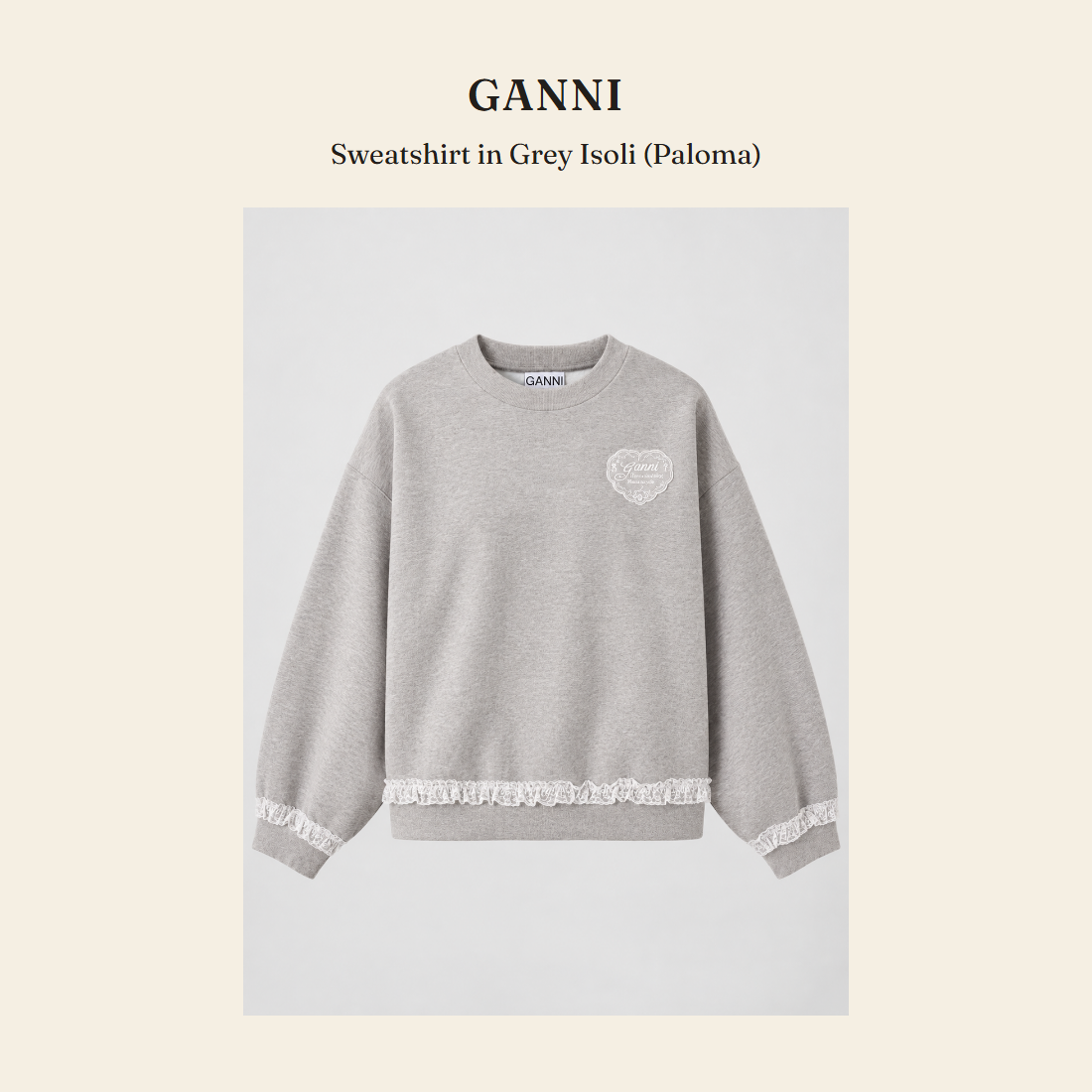 가니(GANNI) Sweatshirt in Grey Isoli (Paloma) - 영국 정품 직수입 | Lhea UK(레아영국)
