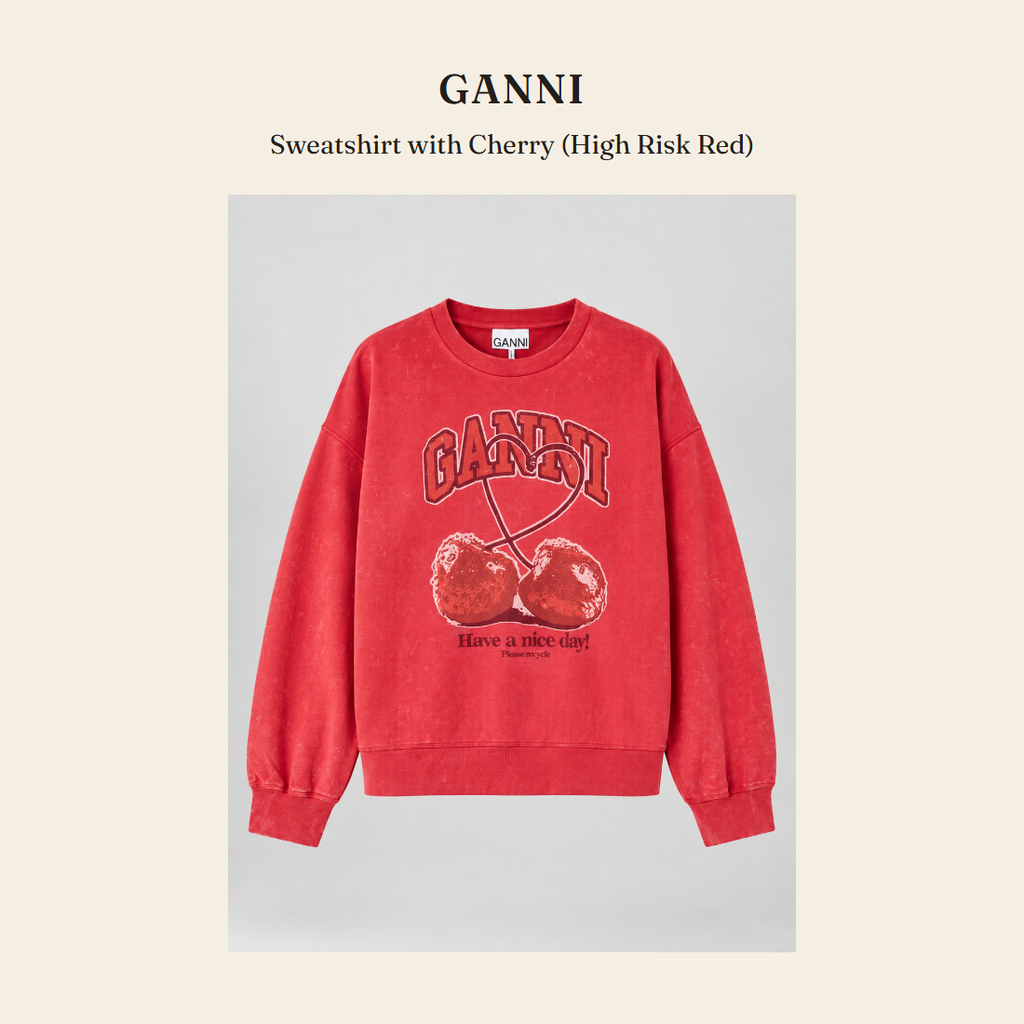 가니(GANNI) Sweatshirt with Cherry (High Risk Red) - 영국 정품 직수입 | Lhea UK(레아영국)