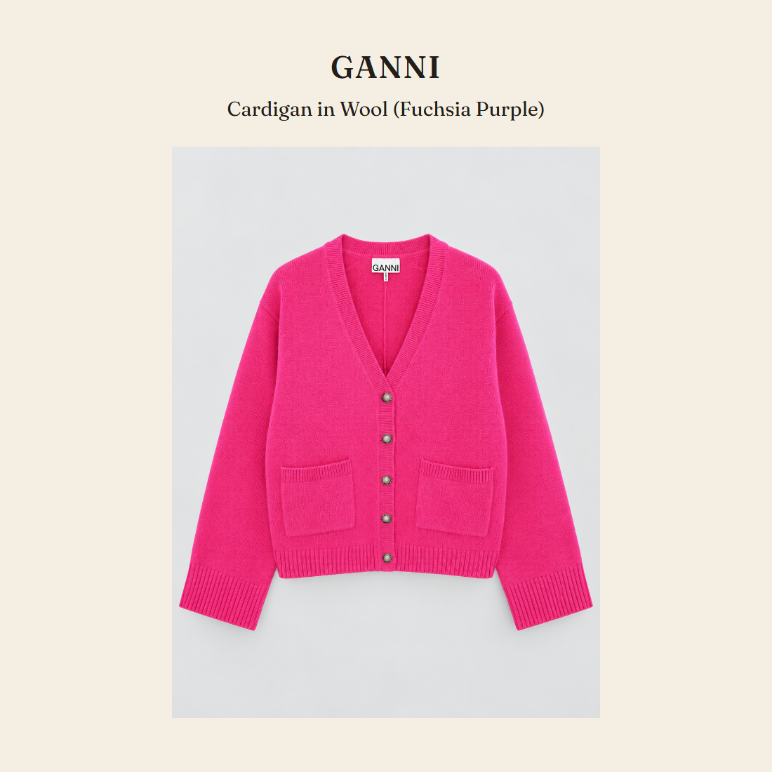 가니(GANNI) Cardigan in Wool (Fuchsia Purple) - 영국 정품 직수입 | Lhea UK(레아영국)