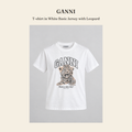 가니(GANNI) T-shirt in White Basic Jersey with Leopard - 영국 정품 직수입 | Lhea UK(레아영국)