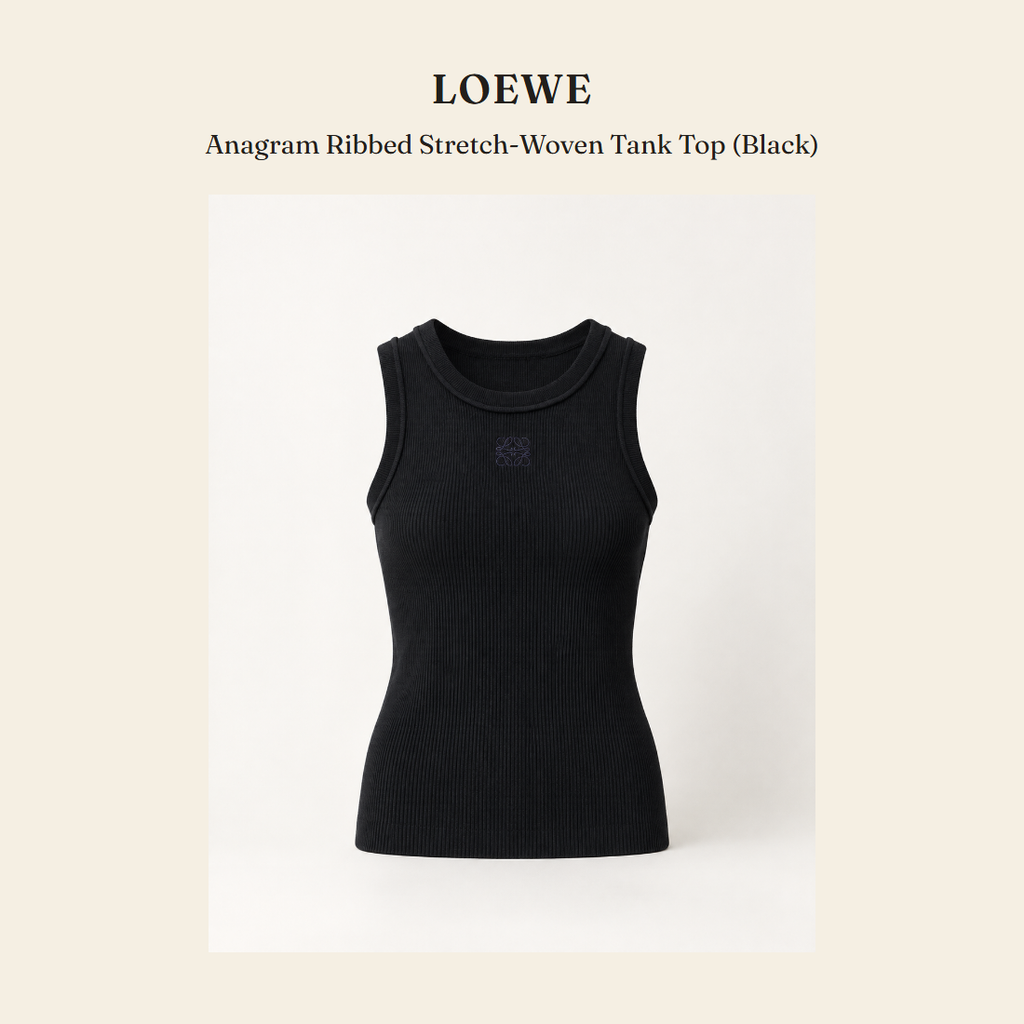 로에베(Loewe) Anagram Ribbed Stretch-Woven Tank Top (Black) - 영국 정품 직수입 | Lhea UK(레아영국)