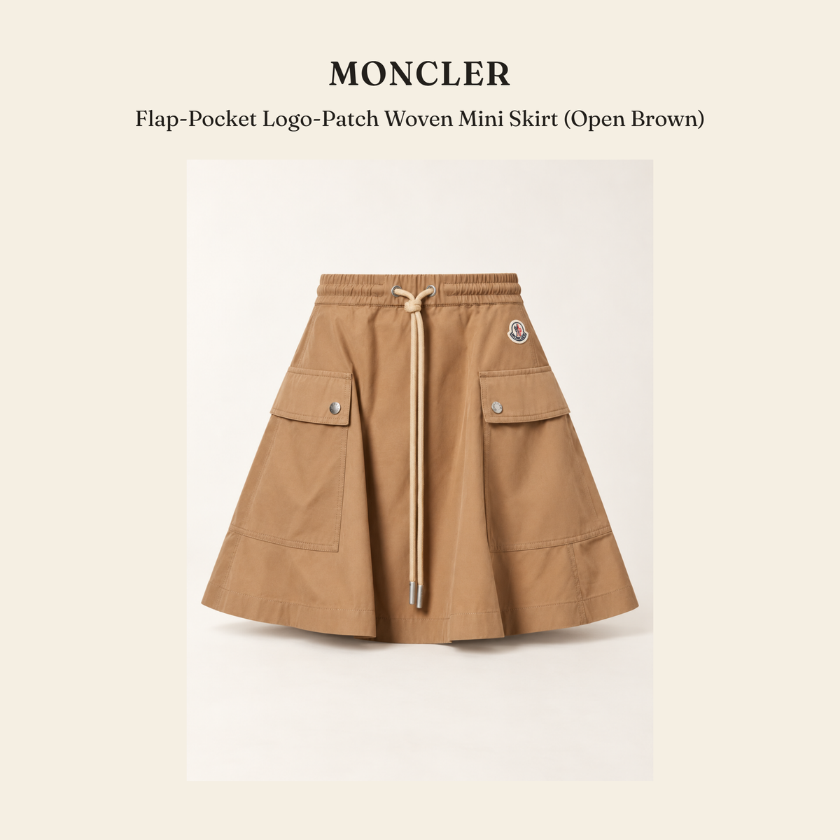 몽클레르(Moncler) Flap-Pocket Logo-Patch Woven Mini Skirt (Open Brown) - 영국직구 정품 | 레아영국