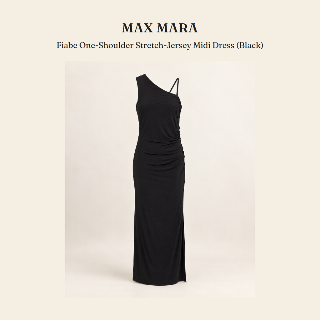 막스마라(Max Mara) Fiabe One-Shoulder Stretch-Jersey Midi Dress (Black) 원피스 - 영국 정품 직수입 | Lhea UK(레아영국)