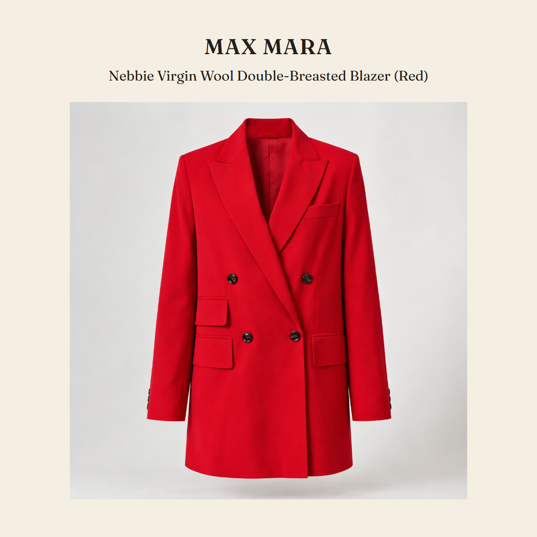 막스마라(Max Mara) Nebbie Virgin Wool Double-Breasted Blazer (Red) - 영국 정품 직수입 | Lhea UK(레아영국)
